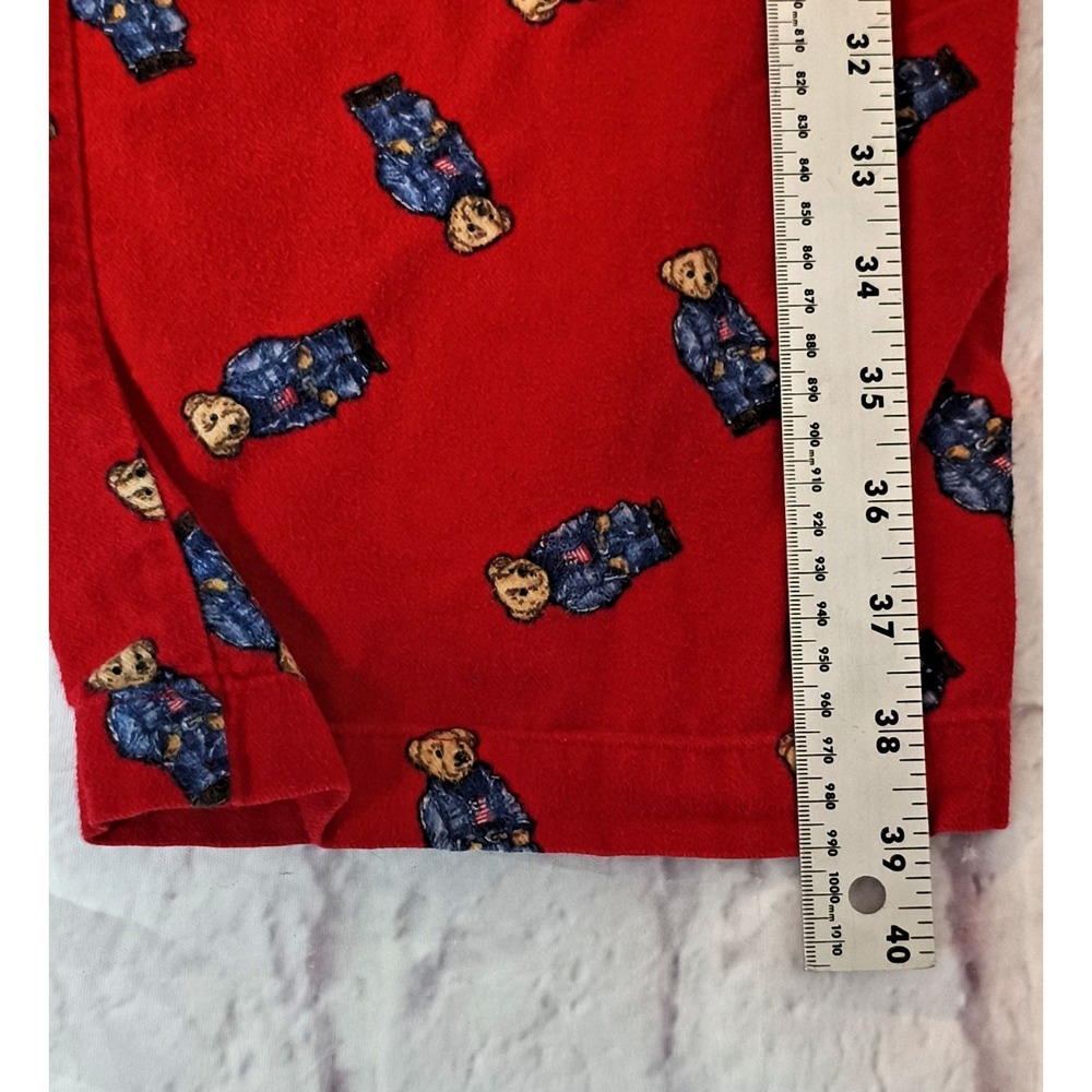 Polo Ralph Lauren Polo Bear PJ Pajama Pants Bear wearing American Flag logo sz L - Picture 7 of 8